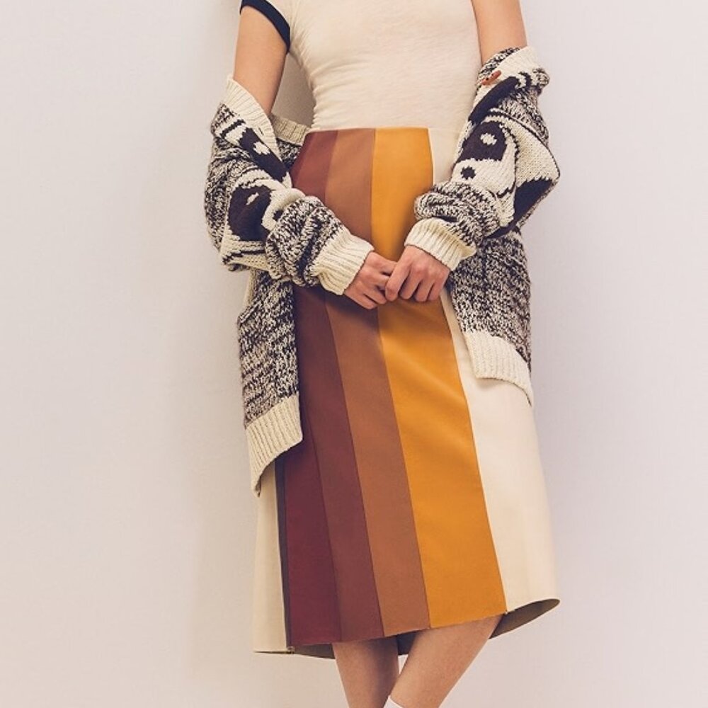 Mother The Bits and Pieces Skirt Faux Leather Paneled Women Multicolored Size S